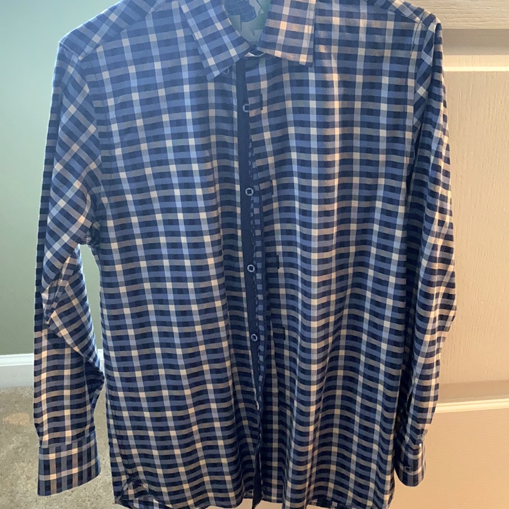 Worn once! Gorgeous boys blue & beige patterned dress shirt